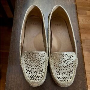 UGG Gold Moccasins with Perforated Design
